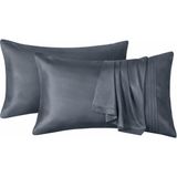 Diamond Touch Mat 100% Pamuk Saten Yastık Kılıfı - Füme - 50 x 70