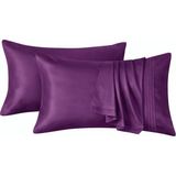 Diamond Touch Mat 100% Pamuk Saten Yastık Kılıfı - Mor - 50 x 70