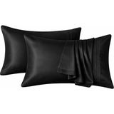 Diamond Touch Mat 100% Pamuk Saten Yastık Kılıfı - Siyah - 50 x 70