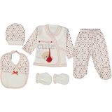 Diamondstar Bebe 5 Li Cute Nakış Kundaklı Ayı Seti - Kırmızı - 0 - 3 Ay