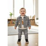 Diamondstar Erkek Bebek 6/12/18 Ay Ceket Badi ve Pantolon Takımı - 6 Ay - Gri