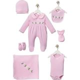 Diamondstar Kız Bebek Mobil Papatya Desenli 7 Li Zıbın Hastane Çıkış Seti - Pembe - 0 - 3 Ay