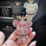 DIANKUZHAN El Yapımı Bling Yapay Elmas Ayı Araba Hava Spreyi Sevimli Süsler Araba Havalandırma Klipsleri Aksesuarlar Parfüm Klipsi Aromaterapi Difüzör Koku Pamuk Ped Araba İç Dekorasyon Kadın Kız (AB Pembe)