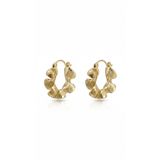 DİAVENTA TAKI VE AKSESUAR Diaventa Xuping Çelik Gold Kıvrımlı Halka Küpe Dalgalı İstiridye Model Kararmaz Küpe-2.2cm