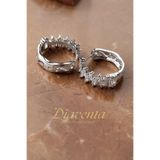DİAVENTA TAKI VE AKSESUAR Xuping küpe Kadın Halka 2-5mm Baget Kristal Taşlı Halka küpe Model Gümüş Renk Çelik Küpe 2,2cm