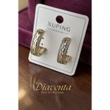 DİAVENTA TAKI VE AKSESUAR Xuping küpe Kadın Halka Küpe Zigzak Model Gold Desenli Çelik Küpe 2cm