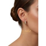 DİAVENTA TAKI VE AKSESUAR Xuping Vip Küpe -14k Gold Kare Zirkon Taşlı Halka Çelik Küpe -1.5cm