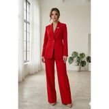 Diaves Kırmızı Kadın Aksesuarlı Astarlı Tek Düğme Blazer Ceket & Kumaş Pantolon Takım Elbise - 46 - 000-Kırmızı