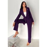 diaves Mor Broş Detay Blazer Ceket ve Pantolon Takım Elbise