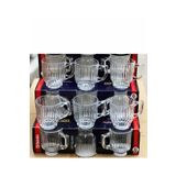 DİBA AVM 12 Adet city glass Kristal Kulplu Çay Nescafe Bardak Seti kupa kulplu bardak 12 adet