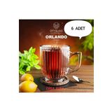 DİBA AVM 6 Adet Kristal Kulplu 175ml Çay Kahve Bardak Seti Orlando Kupa Kulplu Bardak 6'lı