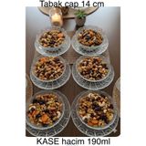 DİBA AVM El Dekorlu 12 Parça 6 Kişilik Cam Kristal Çerezlik, Şekerlik Reçellik -tabak 14 cm kase hacim 190ml