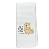 Dibor Life is Better with A Pomeranian Mutfak Havluları Bulaşık Havlusu Bulaşık Bezi, Sevimli Pomeranian Yavru Köpek Emici Kurutma Bezi El Havluları Banyo Mutfak için Çay Havluları, Köpek Severler
