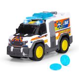 Dickie, 203306024, Ambulans Aracı, Serbest Tekerlek, Işıklı ve Sesli, Çekim Fonksiyonu, Yan Saklama Alanı, Arkadan Açıklık, Sedye Dahil, Try Me, 30 cm, Tb Çok Renkli