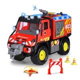Dickie Toys, 203719033, Unimog U530 İtfaiye Kamyonu, Serbest Tekerlekli, Işıklı ve Sesli, Pille Çalışan Vinç & Çubukla Kontrol Edilen Su Tabancası, Açılabilir Kapılar, Sallanan Akslar, 50 Cm