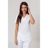 Dickies Balance DKE870 Kadın Scrubs Üstü – Ithal, V Yaka, 2 Yönlü Esnek, Çağdaş Kesim Doktor / Hemşire Forması - Beyaz - 2XL