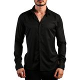 Dicotto 197-6 Siyah 8 Drop Micro Kumaş Kol Düğmeli Slim Fit Erkek Gömlek