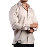 Dicotto Açık Gri Büyük Beden Rahat Kesim Micro Kumaş Kol Düğmeli Regular Fit Erkek Gömlek - 190-9 - 2XL - Gri - Açık Gri