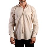 Dicotto Bej Büyük Beden Rahat Kesim Cepli Uzun Kol Regular Fit Erkek Gömlek - 150-11 - 4XL