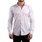 Dicotto Beyaz 8 Drop Ekstra Uzun Kol Dar Kesim Micro Kumaş Kol Düğmeli Slim Fit Erkek Gömlek - 197-1 - 2XL