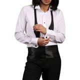Dicotto Beyaz Ekstra Uzun Kol 8 Drop Damatlık Ata Yaka Kol Düğmeli Slim Fit Smokin Gömlek - 013 - XL