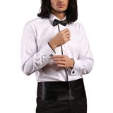 Dicotto Beyaz Siyah Tek Bieli Damatlık Ata Yaka Kol Düğmeli Slim Fit Smokin Gömlek - 027