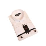 Dicotto Krem Ekstra Uzun Kol 8 Drop Damatlık Ata Yaka Kol Düğmeli Slim Fit Smokin Gömlek - 014