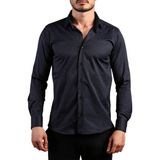 Dicotto Lacivert Ekstra Dar Kesim Likralı Esnek Micro Kumaş Kol Düğmeli Slim Fit Erkek Gömlek - 195-12 - 2XL