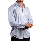 Dicotto Mavi Büyük Beden Rahat Kesim Micro Kumaş Kol Düğmeli Regular Fit Erkek Gömlek - 190-4 - 3XL
