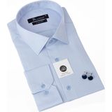 Dicotto Mavi Ekstra Büyük Yaka 4 Drop Rahat Kesim Micro Kumaş Kol Düğmeli Regular Fit Erkek Gömlek - 189-4-DC24W - 2XL