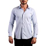 Dicotto Mavi Ekstra Dar Kesim Likralı Esnek Micro Kumaş Kol Düğmeli Slim Fit Erkek Gömlek - 195-4 - XS