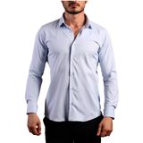 Dicotto Mavi Ekstra Dar Kesim Likralı Esnek Micro Kumaş Kol Düğmeli Slim Fit Erkek Gömlek - 195-4