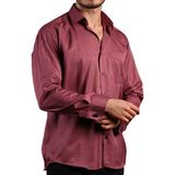 Dicotto Mürdüm Büyük Beden Rahat Kesim Micro Kumaş Kol Düğmeli Regular Fit Erkek Gömlek - 190-23 - 2XL