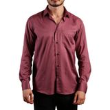 Dicotto Mürdüm Büyük Beden Rahat Kesim Micro Kumaş Kol Düğmeli Regular Fit Erkek Gömlek - 190-23 - 4XL
