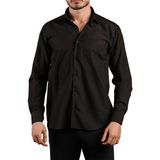 Dicotto Siyah Büyük Beden Rahat Kesim Cepli Uzun Kol Regular Fit Erkek Gömlek - 150-20 - 4XL