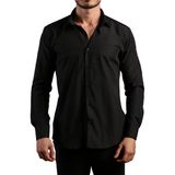 Dicotto Siyah Dar Kesim Slim Fit Uzun Kol Düz Renk Erkek Gömlek - 151-20 - 2XL