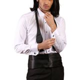 Dicotto Siyah Taş Düğmeli Beyaz Ata Yaka Kol Düğmeli Slim Fit Gömlek