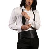 Dicotto Siyah Taş Düğmeli Krem Ata Yaka Kol Düğmeli Slim Fit Gömlek