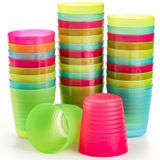 Dicunoy 32'li Paket 8oz Yeniden Kullanılabilir Plastik Bardaklar, Çocuklar için Küçük İçme Bardağı, Çocuklar için Kırılmaz Renkli Açık Bardaklar, Meyve Suyu, Parti, Mutfak, Banyo için İstiflenebilir