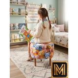 Diday Ayıcık Puf F Puf Koltuk Puff Dekoratif Şık Fonksiyonel Tabure Moderndesenli Silindir Dijital Baskılı Renkli Bench Dekoratif Bohem Doğal Gürgen Ayaklı Çok Amaçlı Bahçe Ev Balkon - 40 x 40 x 40