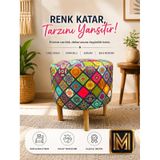 Diday Çini Puf F Trend Puf Koltuk Puff Bench Dekoratif Bohem Doğal Gürgen Ayak Amaçlı Bahçe Balkon Çok Renkli