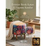 Diday Fil Puf F Puf Koltuk Puff Dekoratif Şık Fonksiyonel Tabure Moderndesenli Silindir Dijital Baskılı Renkli Bench Dekoratif Bohem Doğal Gürgen Ayaklı Çok Amaçlı Bahçe Ev Balkon - 40 x 40 x 40