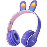 Dididache Yeni P47R Işıklı Bluetooth Kulaklık Başa Takılan Tavşan Kulaklı Cep Telefonu Kablosuz Oyun Öğrenci Çocuk Kulaklığı (Yurt Dışından) - Mor