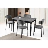 Didim Beta Açılır Mutfak Masa Sandalye Takımı 80X120 - Siyah - 80*120