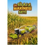 Die-Cast Metal Silaj Makinesi ve Römork Seti - Sürtmeli Çiftlik Oyuncak Traktör Biçerdöver