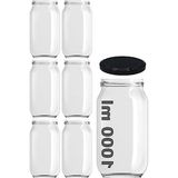 Die Grup 1000 ml Kapasiteli Şeffaf Cam Kavanoz, 6'lı Set, Metal Kapaklı