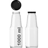Die Grup 1000 ml Şeffaf Meyve Suyu Şişesi, Meşrubat, Limonata Şişesi Metal Kapaklı 1000 cc Boş Cam Şişe (2, Siyah Kapak, 1000, Mililitre) - 001-Renkli - 1 Adet - 0,21 L