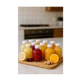 Die Grup 12 Adet Cam 50 ml Mini Shot Ginger Detox Şişe Plastik Sızdırmaz Kapaklı Kolonya Koku Süs Küçük Şişe