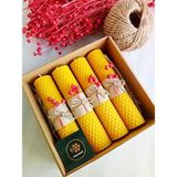 Die Grup 14CM x 3cm Doğal Petek Balmumu Mum Seti, Hediyelik Bal Mumu, 4 Adet - Çok Renkli