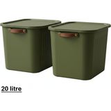 Die Grup 2 Adet Modern Kapaklı Büyük Boy Saklama Kutu Seti -20 Litre – Yeşil- Taşınabilir Kulplu, Dolap Içi Düzenleyici, Çok Amaçlı Organizer Kutu, Oyuncak & Kıyafet Kutusu - 001-Renkli